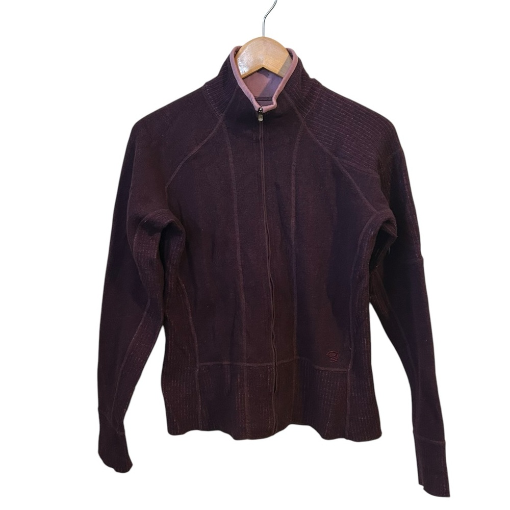 Mountain Hardwear Purple Wool Blend Full Zip Ribbed Size Medium Cozy Jacket.